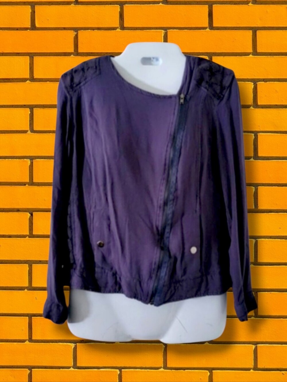 Life In Progress | Cute Navy Blue Lightweight Moto Style Jacket (SIZE S)